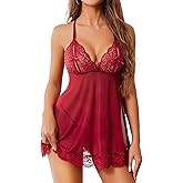 Avidlove Lingerie for Women Sheer Babydoll Dress Sexy Nightgowns Lace Trim Sleepwear Mesh Boudoir Outfits