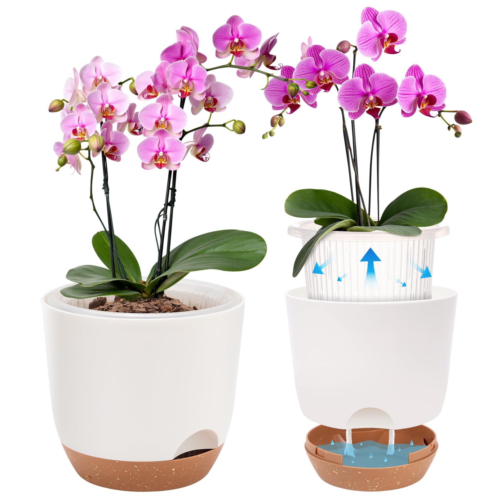 Photo 1 of Sxueg 5.8 Inch Self Watering Planters for Indoor Plants with Bottom Watering,2Pack Flower Plant Pots for Outdoor with Drainage, Durable Plastic planters Pots(White)