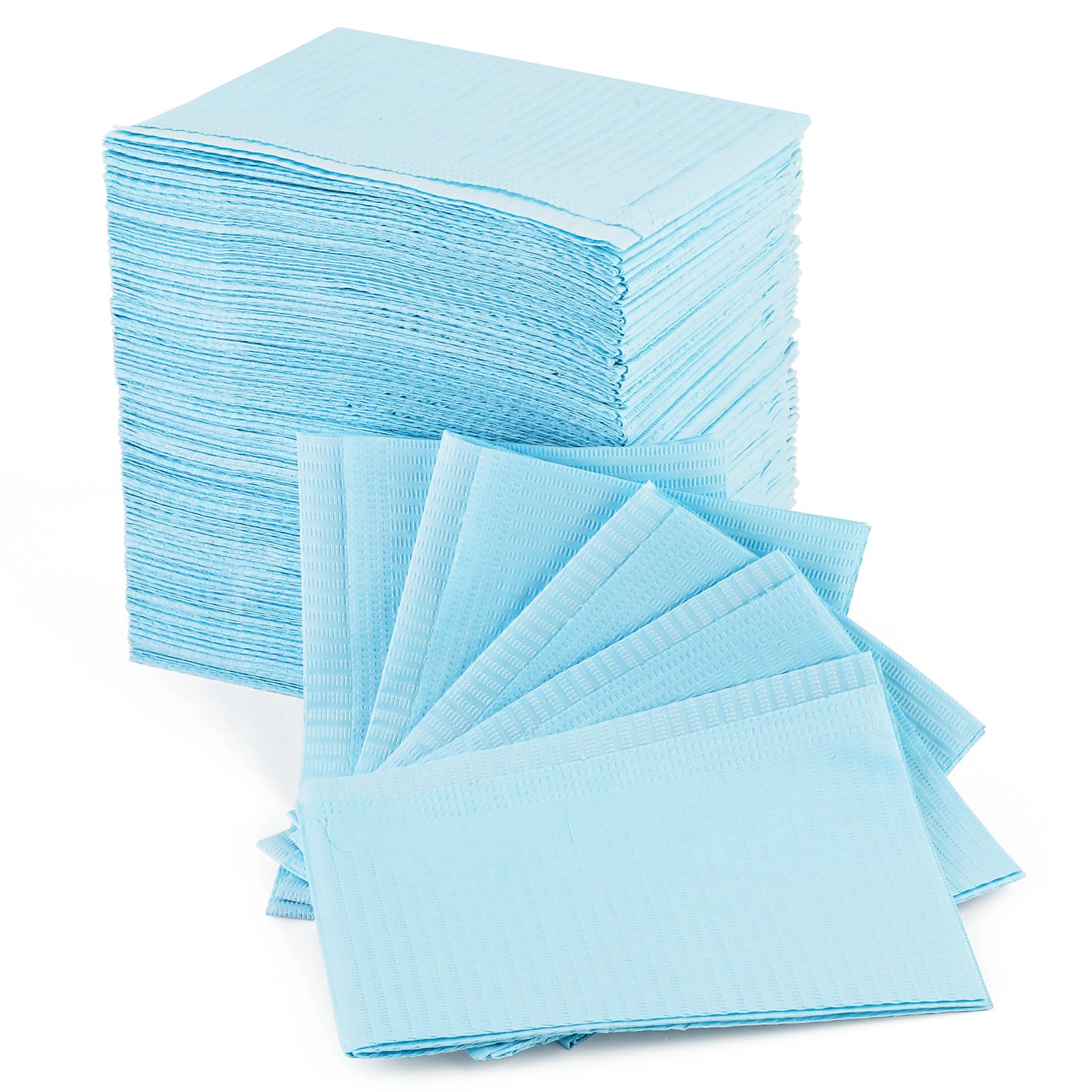 Annhua 125 PCS Disposable Dental Bibs, Waterproof Scarf Towel for Tattoo, Clinic Use, Feeding (Blue)