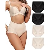 LEVAO Womens High Waisted Seamless Underwear Lace Stretch No Show Tummy Control Panties Full Coverage Briefs S-2XL
