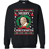 Merry Chirithmith Mike Tyson Ugly Christmas Crewneck Sweatshirt Tee Heavyweight Crewneck Sweatshirt (L) Black