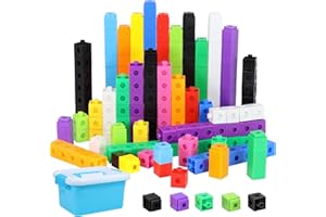 Lohoee 200 Pcs Math Cubes and Linking Cubes with Storage Container - Counting Blocks for Math Teaching Classroom Supplies (2 Styles, 10 Colors)