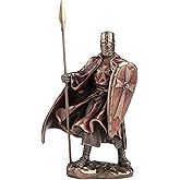 Veronese Design 7 3/4 Inch Maltese Knights hospitaller Spear and Shield Cold Cast Resin Bronze Finish Warrior Statue