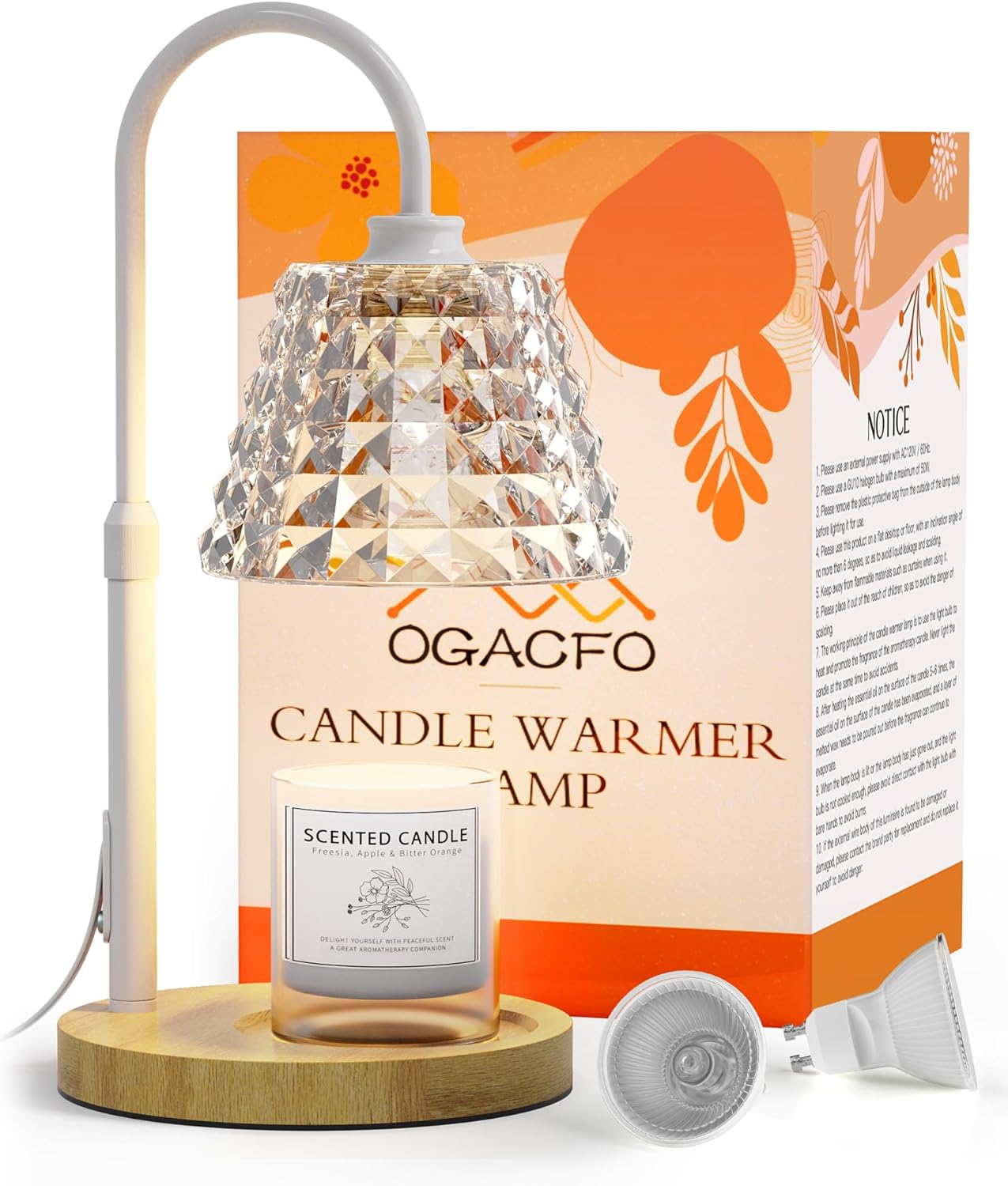 Candles & Holders - Candle Warmer Lamp with Timer - 2 Bulbs, 4 Levels Dimmable - Ideal Bedroom Home Decor & Christmas Gifts for Women Mom Electric Wax Melter Widened Design for Jar Vintage Candle, Adjustable Height