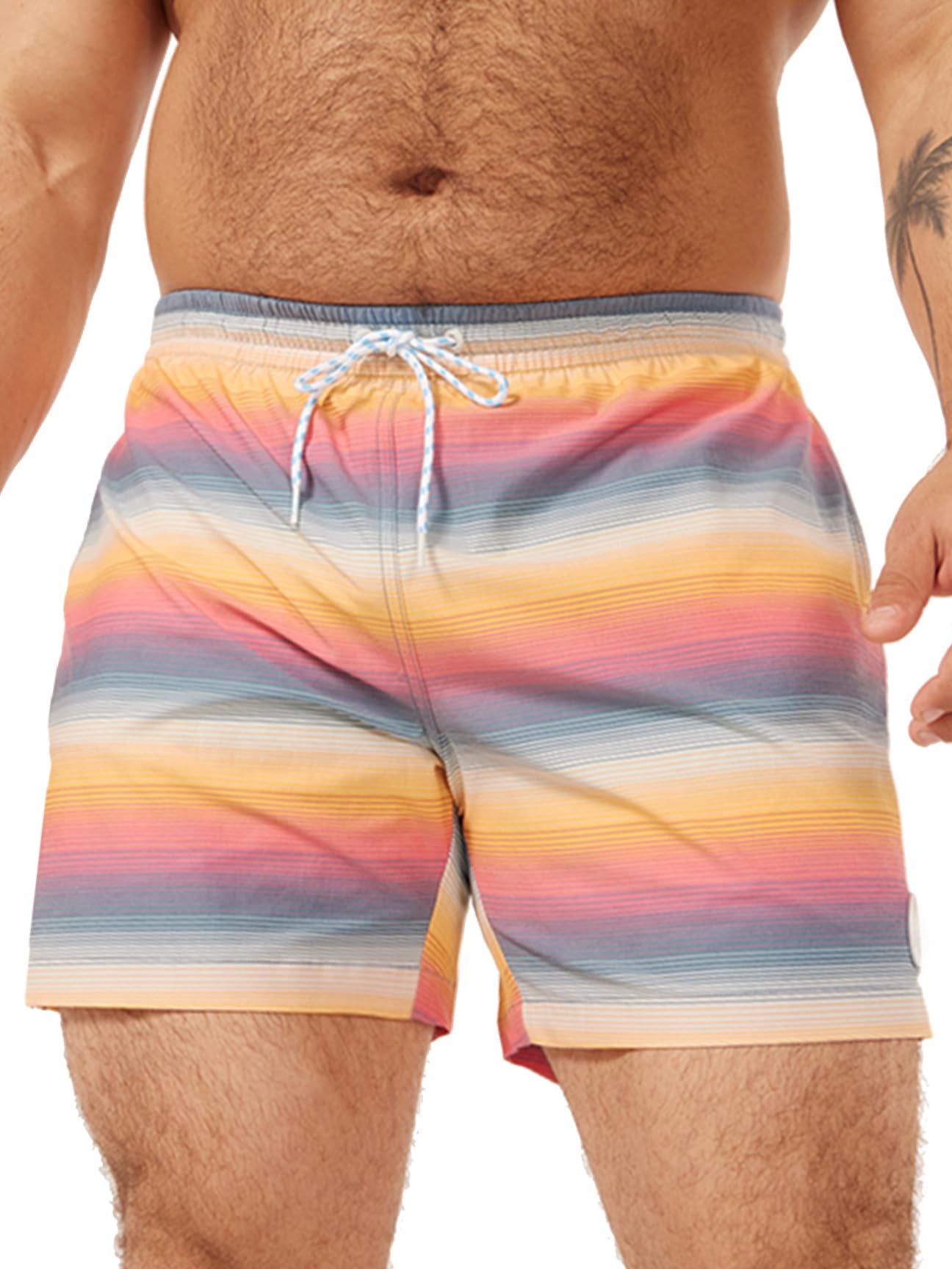 Chubbies Mens Swim Trunks – Mens Swim Shorts with 4-Way Stretch, 5.5” Beach Shorts with Elastic Waist, Drawstring, Mesh Lining, UPF 50+ (Malibu Sunsets, XX-Large) Image