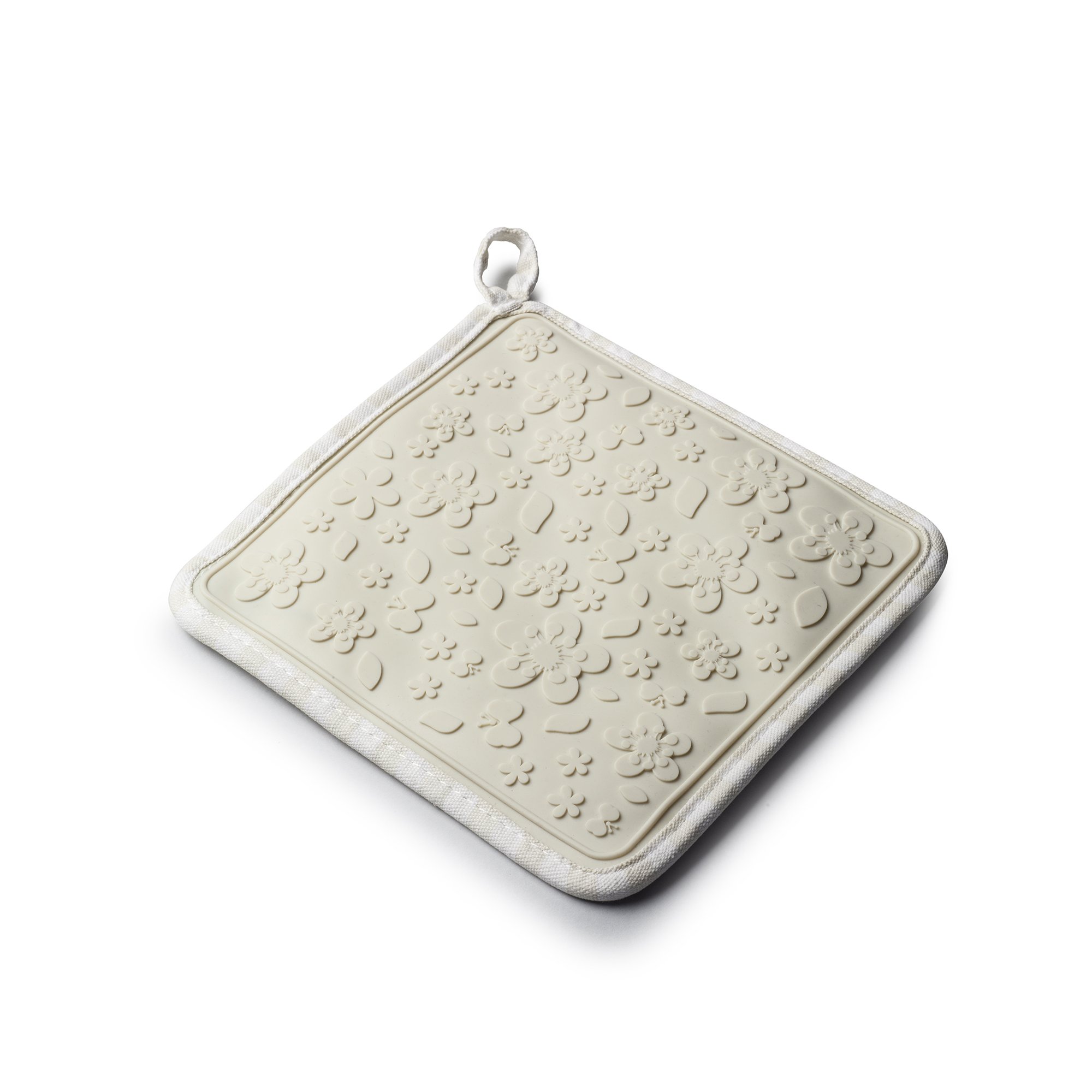Zeal Silicone Square Trivet Mat & Hot Pot Holder Gingham Cream (20cm/8”), 34 x 28 x 1.5 cm