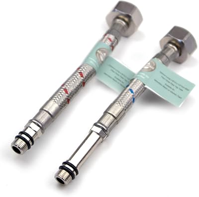 Xcel Home 2 x M10 x 1/2 BSP Flexible Tap Connectors 150mm Pair Braided Steel