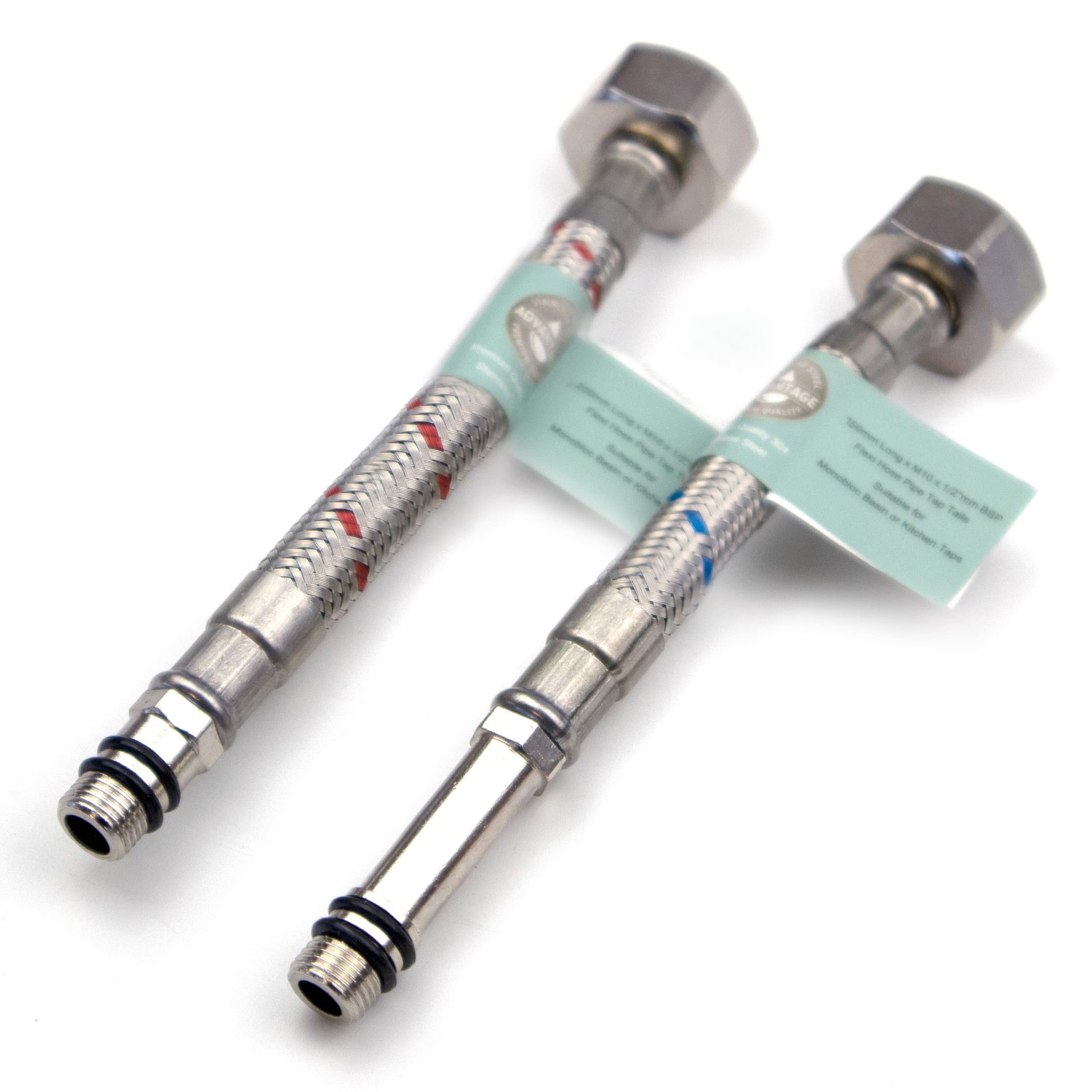 Xcel Home™ 2 x 10mm (M10) x 1/2" BSP (150mm Long) Flexible Tap Connector Pipes | Monobloc Tap Connectors Kitchen Sink/Bathroom Basin Flexi Pipe Tails