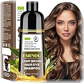 FARNDU Light Brown Hair Dye Shampoo 3 in 1 with Argan Oil – 10-15 Min Gray Coverage, Natural Instant Hair Color Shampoo for Women and Men, Ammonia & Paraben Free, Long-Lasting Up to 6 Months
