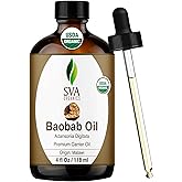 SVA Baobab Seed Oil Organic - 4 Fl Oz – 100% Natural Cold Pressed Organic Baobab Oil - for Face, Skin Care, Hair Care, Scalp Massage & Body Massage – Carrier Oil with Dropper