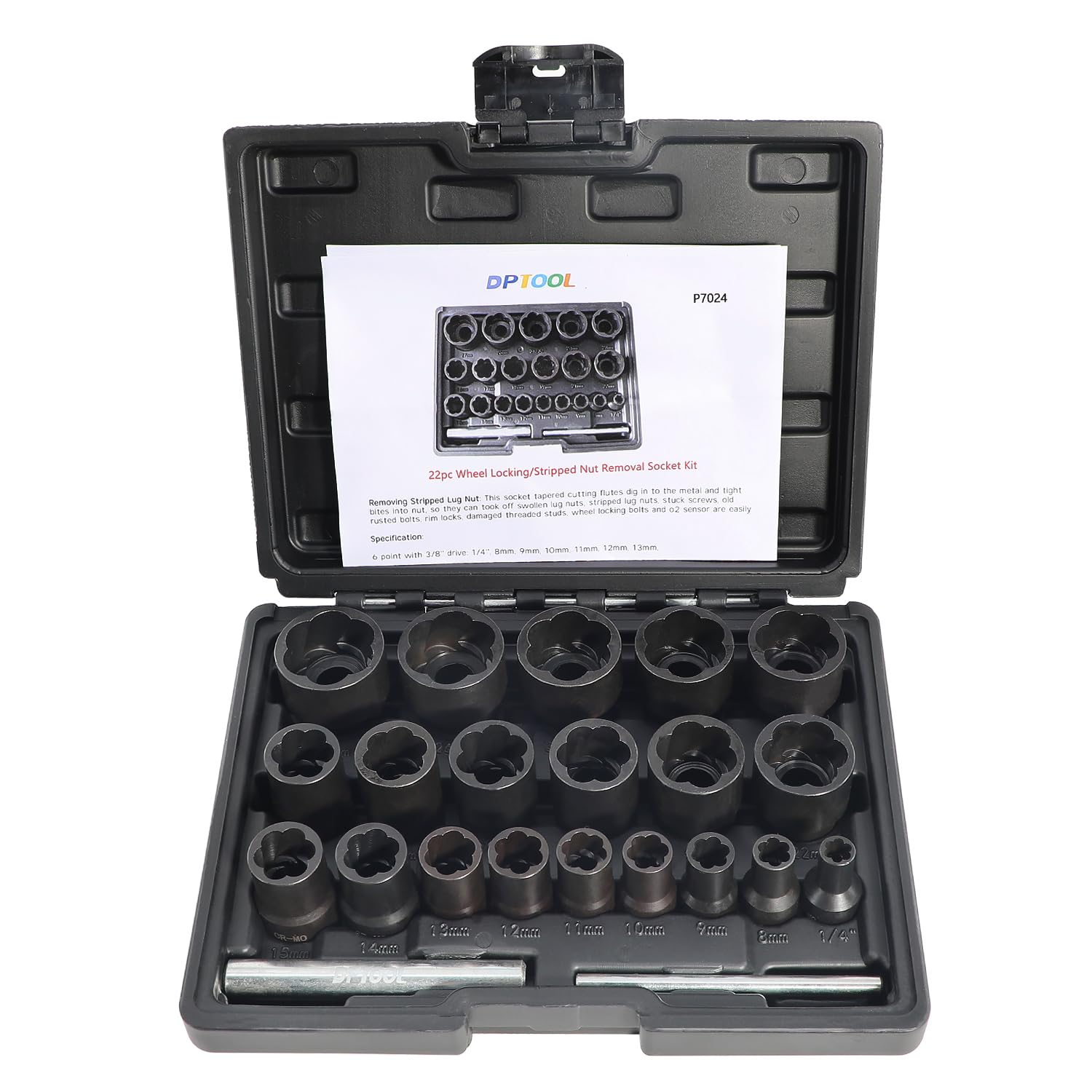 DPTOOL 22 Piece Bolt Nut Extractor Set, 1/2