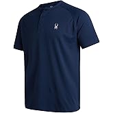 Spyder Mens Henley Shirt - Lightweight Quick Dry Moisture Wicking Short Sleeve Athletic Performance Shirts for Men