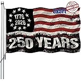 250 Anniversary USA Flag Double Sided 3 Ply 3x5 Outdoor-Heavy Duty 1776-2026 250 Year American Anniversary Commemorative Flag Banner with 2 Brass Grommets 4 Rows Stitched