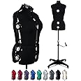 BHD BEAUTY Black 13 Dials Female Fabric Adjustable Mannequin Dress Form for Sewing, Mannequin Body Torso with Tri-Pod Stand, Up to 70" Shoulder Height (Medium)