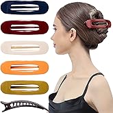 RC ROCHE 6 Pcs Flat Claw Hair Clips for Women Lay Down Barrettes No Crease Side Slide Thick Long Hair Duckbill French Against Head Jaw Claw Styling Clamp, Medium Classic