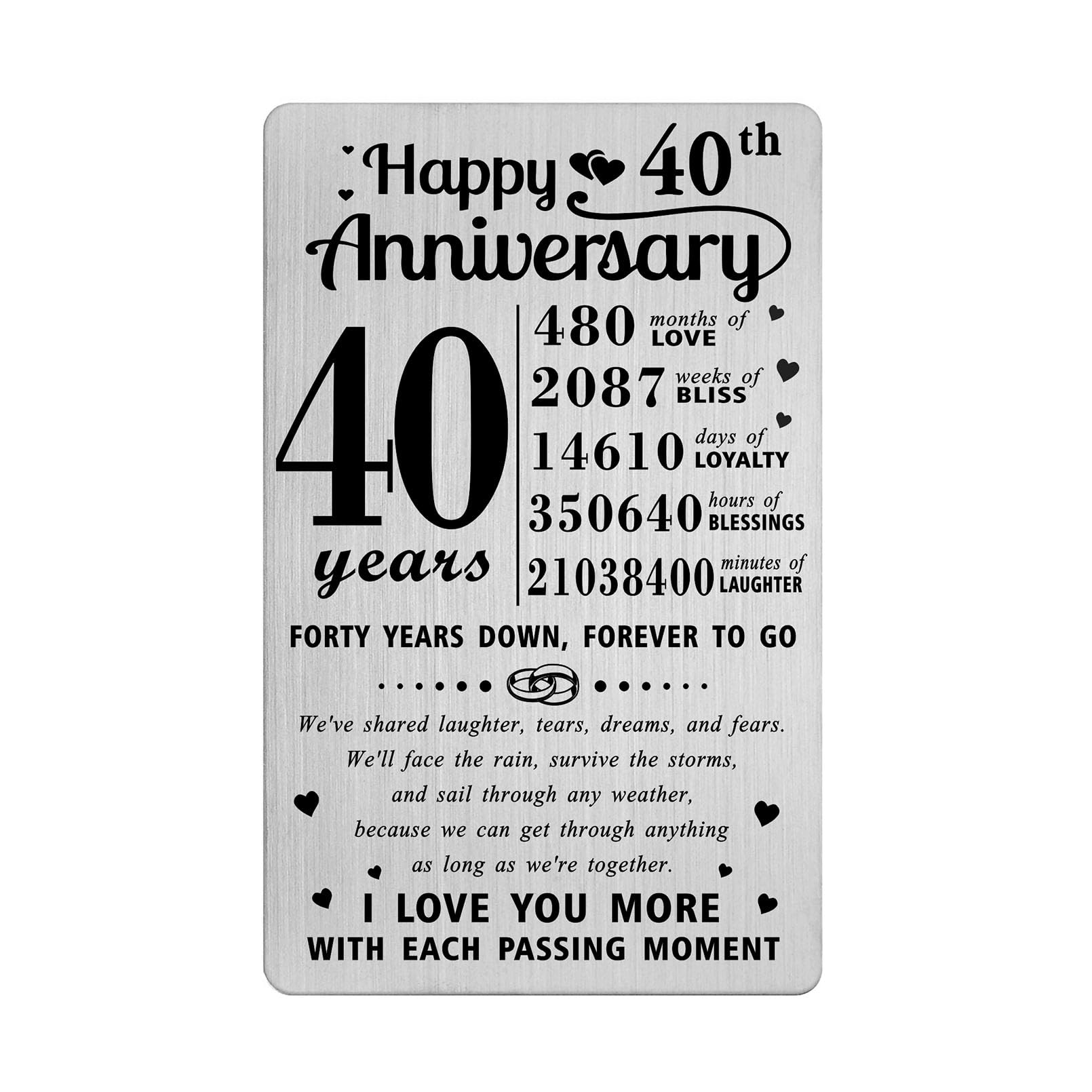 Richesele 40 Year Wedding Anniversary Card - 40th Wedding Anniversary Card - Happy 40 Years Anniversary Decoration Sweet Gifts for Husband Wife — image 1