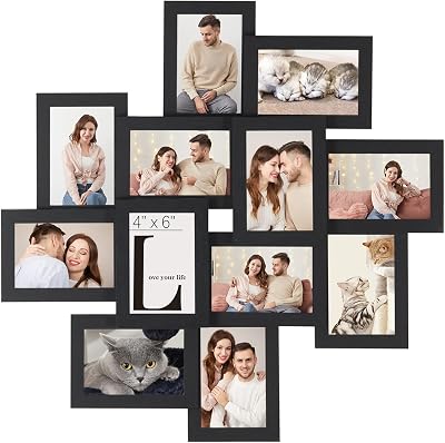 SONGMICS 12-Photo Picture Frame Collage Wall Mount RPF22BK Ink Black