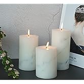 MOZEAL Hand-Poured Unscented Candle,Dripless Pillar Candle Set of 3,Includes 4", 5" and 6",Approx 300 Hours Burn Time,Rustic Country Style,for Wedding,Dinner,Christmas,Restaurants and Home Decor