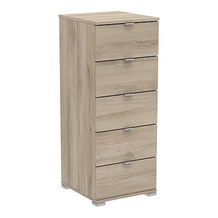 habeig KOMMODE Perfect 222-E Eiche 5 Schubladen Flurschrank Schrank Wäscheschrank Holz Neu