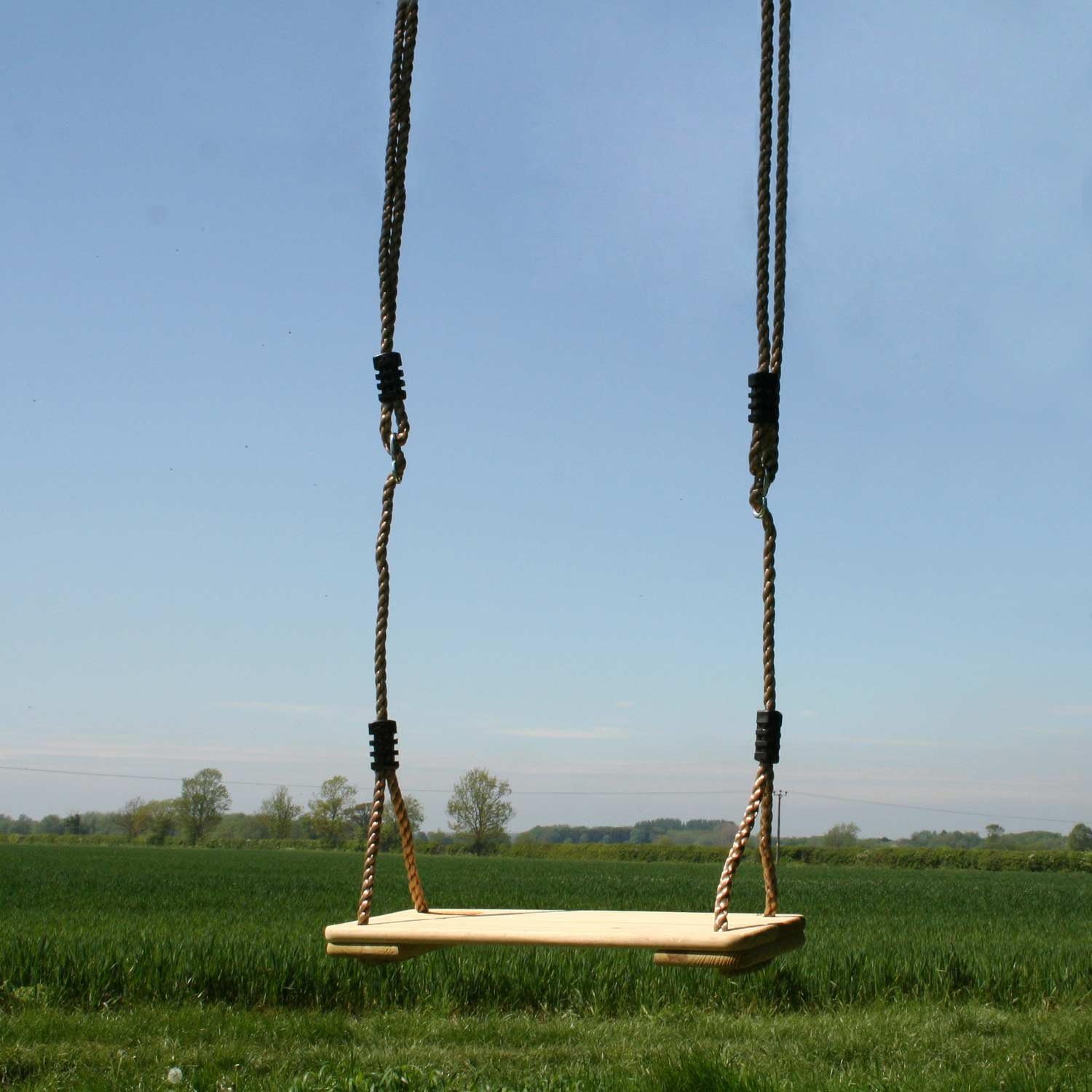 Garden Games Pine Wooden Swing Seat with Adjustable Silky Feel Polypropylene Ropes, Black, 6.9 inches x 17.3 inches - Image 4