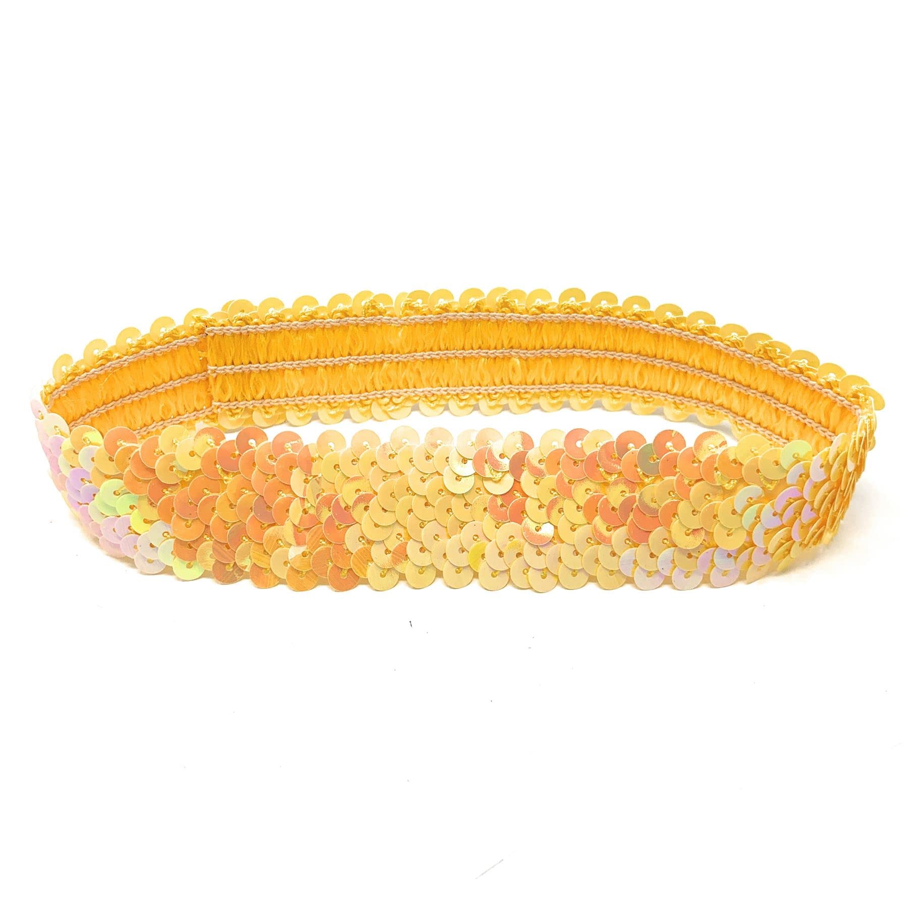 Yellow Womens Sequin Polyester Fancy Dress Headband 38 x 3cm — image 1