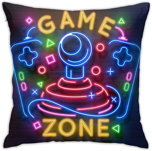 amazon com antvinoler retro game neon sign video games night light pillows case soft throw pillow double sided digital printing couch pillowcase square 45cm45cm home kitchen