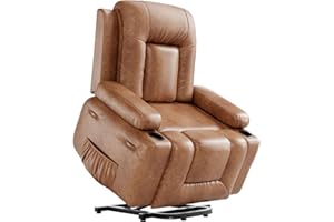 Electric Power Lift Recliner Chair for Elderly & Mobility Impaired Seniors - Heavy Duty, Faux PU Upholstery with Heat & Massa