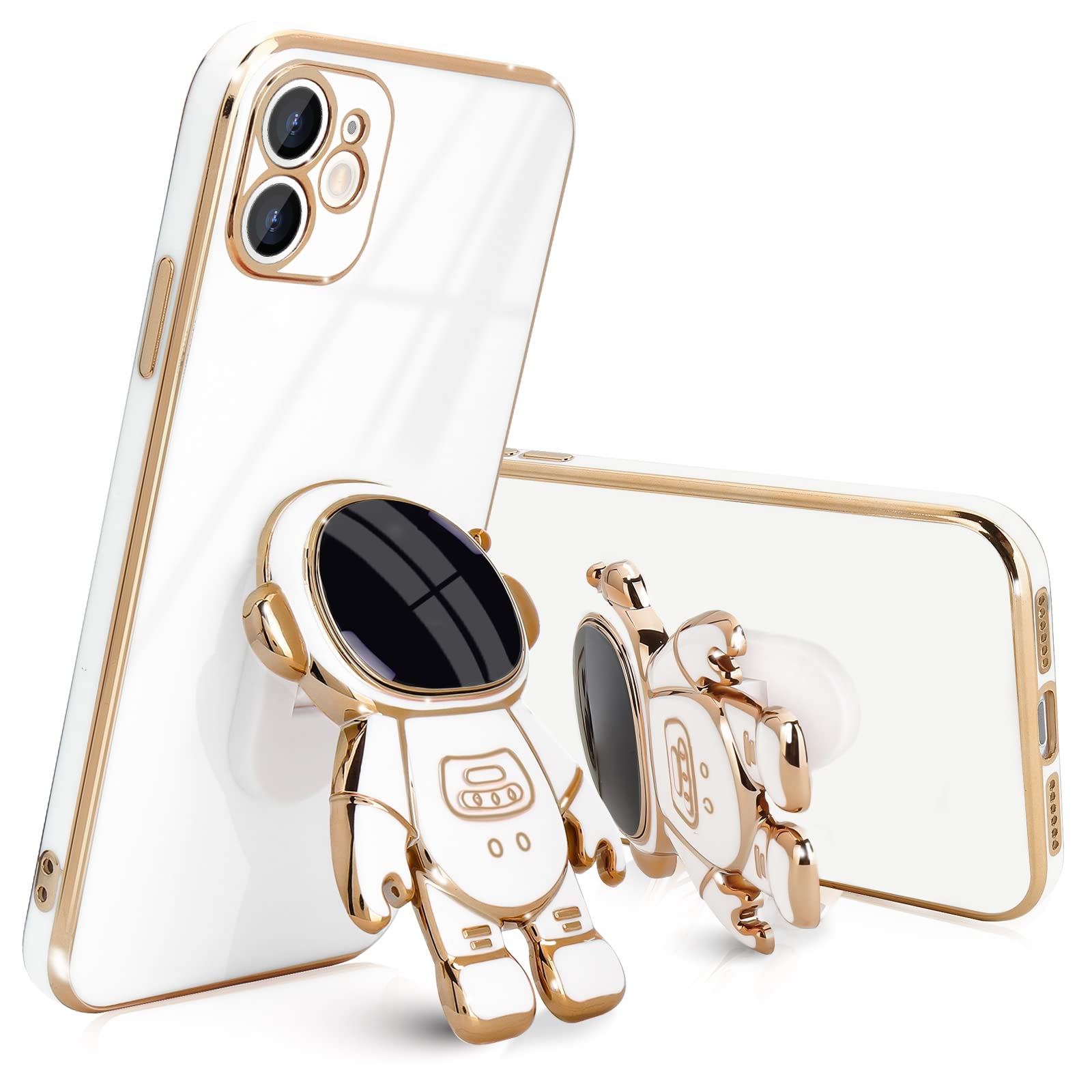 Pepmune Compatible with iPhone 11 Case Cute 3D Astronaut Stand Design Camera Protection Shockproof Soft Back Cover for Apple iPhone 11 Phone Case White