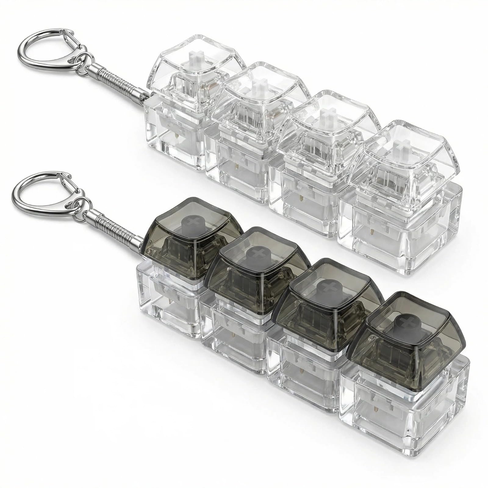 2 Pcs Keyboard Fidget Toy 4-Button Keyboard Fidget Keychain Portable Funny Stress Relief Fidget Keyring Adults Kids Clicker Fidget Decompression Toys for Home Office School Pass the Time (Style E)