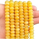 Songxi 5x8mm Natural Yellow Colored Jade Stone Rondelle Beads, 75PCS Spacer Round Loose Abacus Beads for Jewelry Making, Gemstone for Bracelet Necklace Earrings, Arts and Crafts