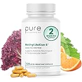 Pure Therapro Rx Methylated B Vitamins for Men and Women, Made in USA 2 Month Supply | Active Methyl B Complex Vitamins Including Methyl B12, Methylfolate, Benfotiamine, Choline, Niacin, TMG & More