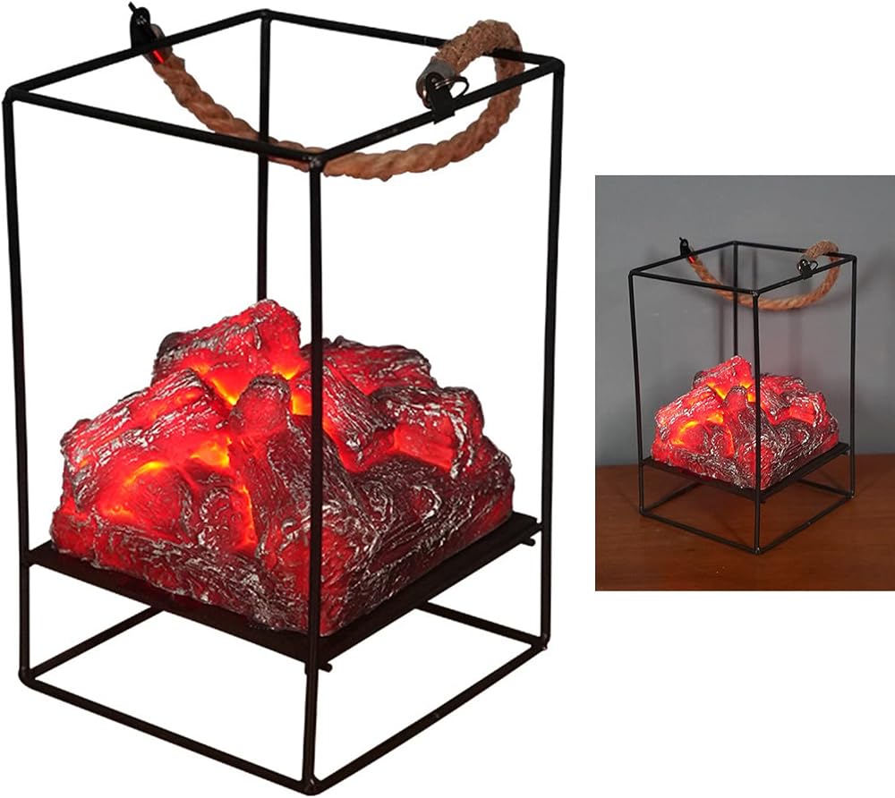 Keenso Bonfire Lamp Decor Iron Fireplace Light Safe Wide Application Room Type B