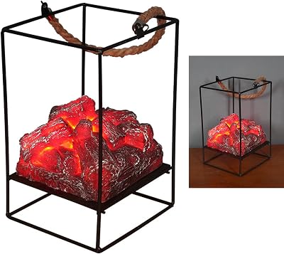 Keenso Bonfire Lamp Decor Iron Fireplace Light Safe Wide Application Room Type B