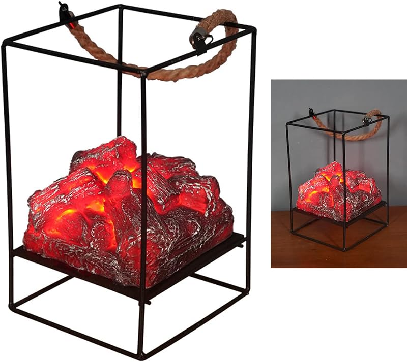 Keenso Bonfire Lamp Decor Iron Fireplace Light Safe Wide Application Room Type B