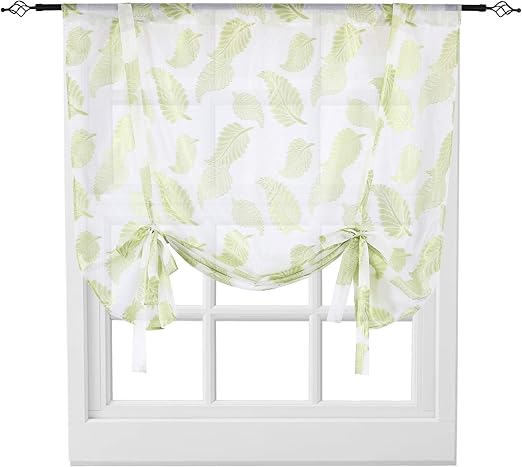 Amazon Com Keqiaosuocai Tie Up Shades Rod Pocket Leaves Jacquard