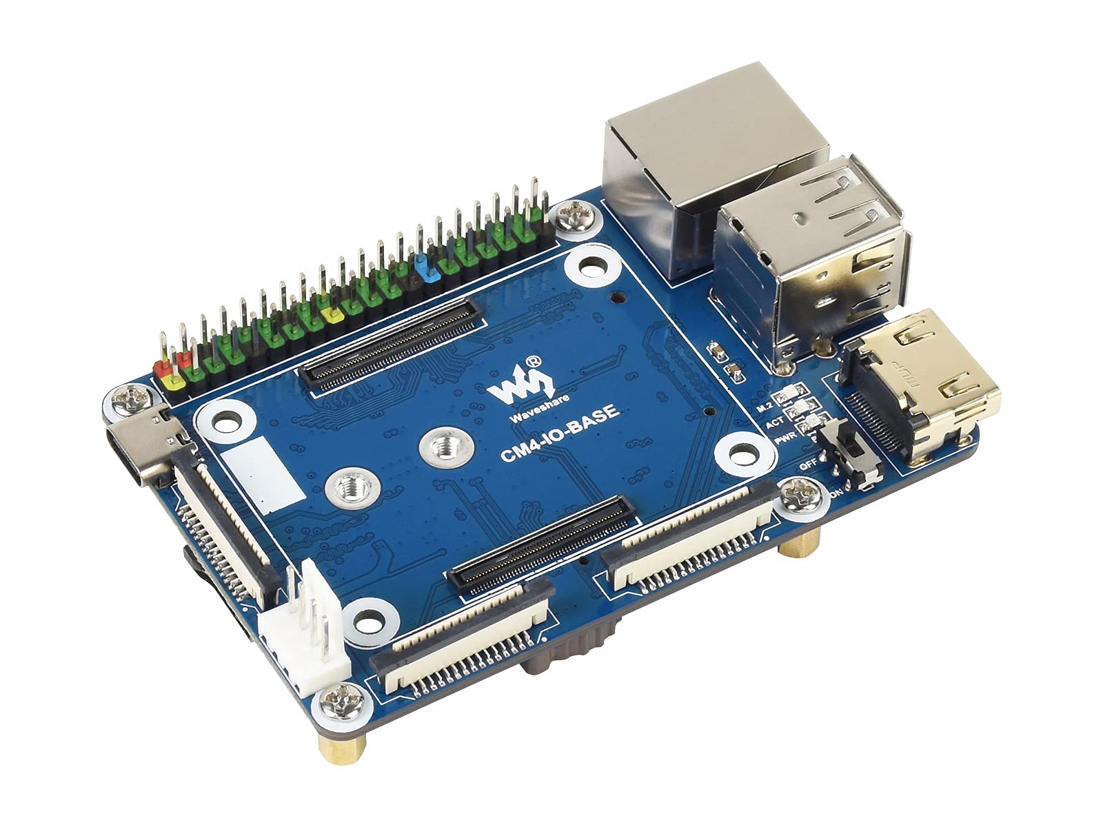 Compute Module 4 IO Board for Raspberry Pi,Mini Base Board (B) Full Version with Standard CM4 Socket and Color-Coded Raspberry Pi 40PIN GPIO Header Onboard CSI/DSI/FAN/HDMI/USB/RJ45 Connectors