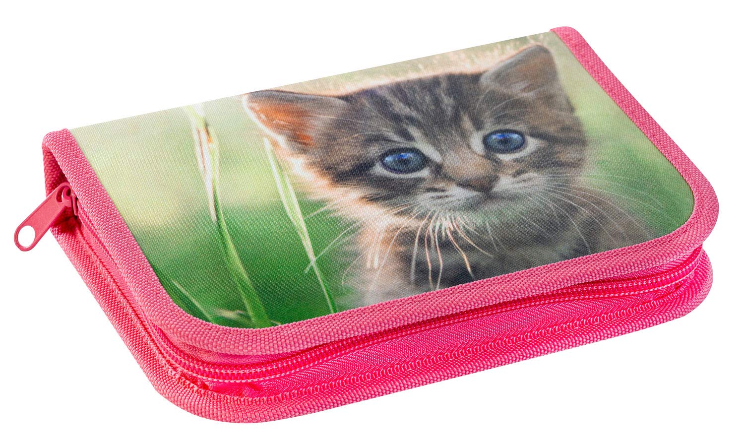 Eberhard Faber 577557 - Pencil Case with Cat Design - Filled with 42 Stationery and Drawing Tools - with 2 Inner Flaps and Zip - 7.75 x 5.2 x 1.3 inches - Preschool and School