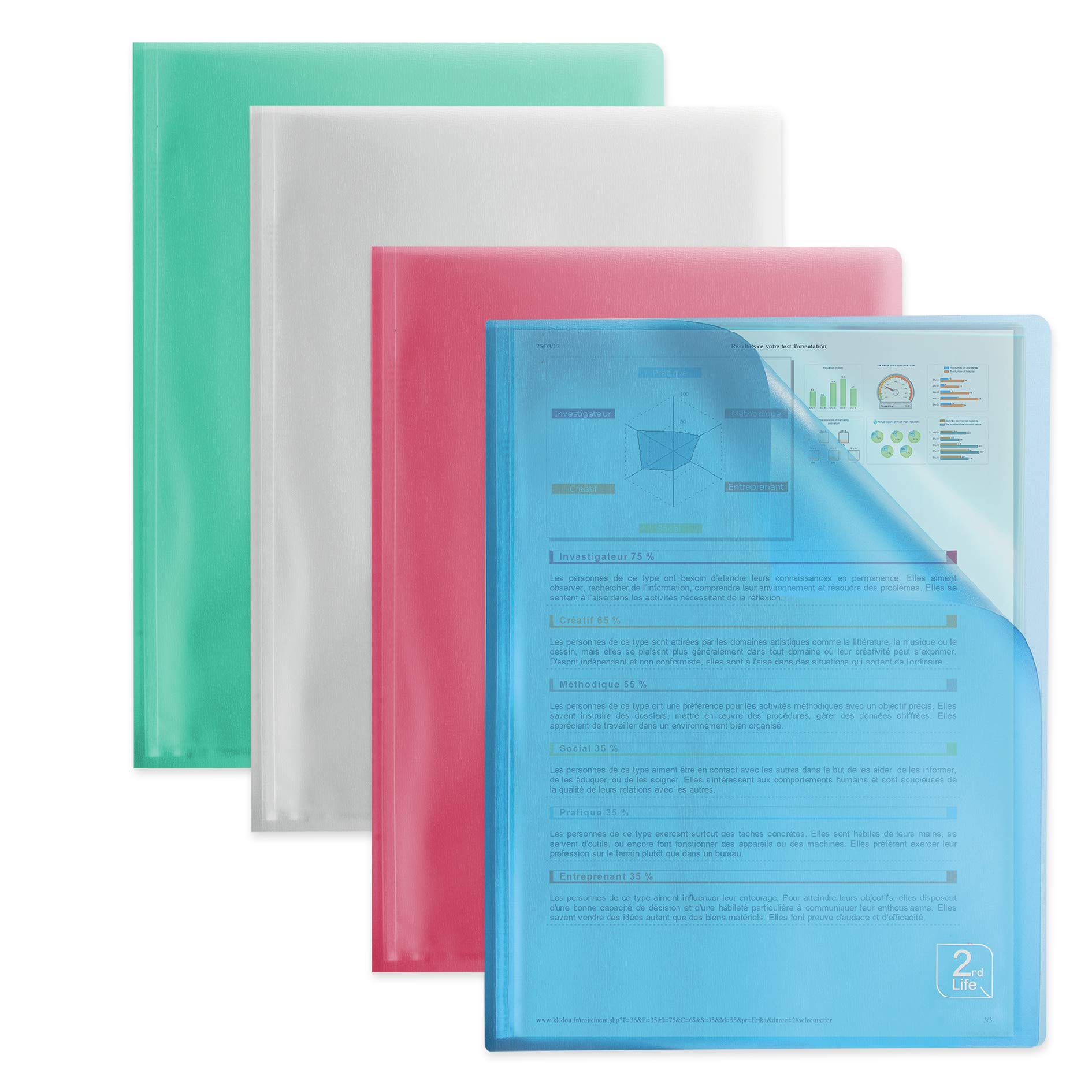 Elba 400065990 A4 40 Pockets Recycled Polypropylene 2nd Life Display Book - Assorted Colours (Pack of 4)