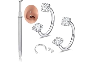 MODRSA Silver Gold Horseshoe Nose Ring 20g 18g Double Gem Horse Shoe Nose Ring Hoop for Women Surgical Steel U Shaped Half Tragus Earring Hoops Helix Piercing Jewelry Septum Rings 20 gauge Nose Stud