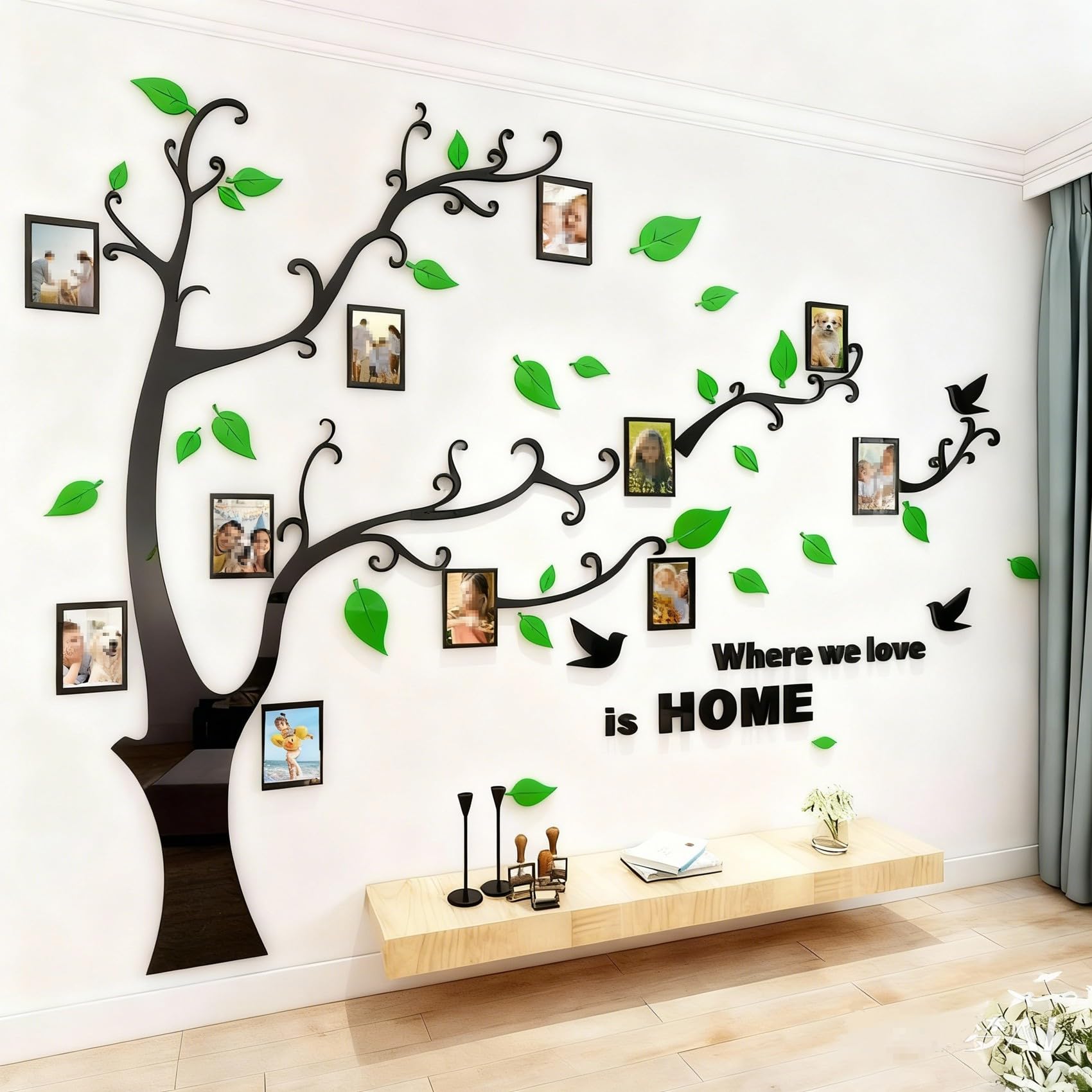 Tree Wall Stickers 3D DIY Tree Wall Decal Art Murals Large Family Photo Frames Tree Decoration for Living Room Bedroom Restaurant Home Decor