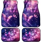 Butterfly Car Floor Mats Kawaii Purple Fantasy Glow Carpet Front Rear Carpets Mat Decorative Car Floor Carpets Non-Slip Auto Car Accessories Universal Fit Car Accessories for Truck