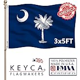 KEYCA Premium South Carolina State Flag 3x5 FT 100% Made in The USA-Heavy Duty Vibrant colors Double Sided South Carolina SC Flag with 2 Brass Grommets for Home/Company/Indoor Outdoor Decoration