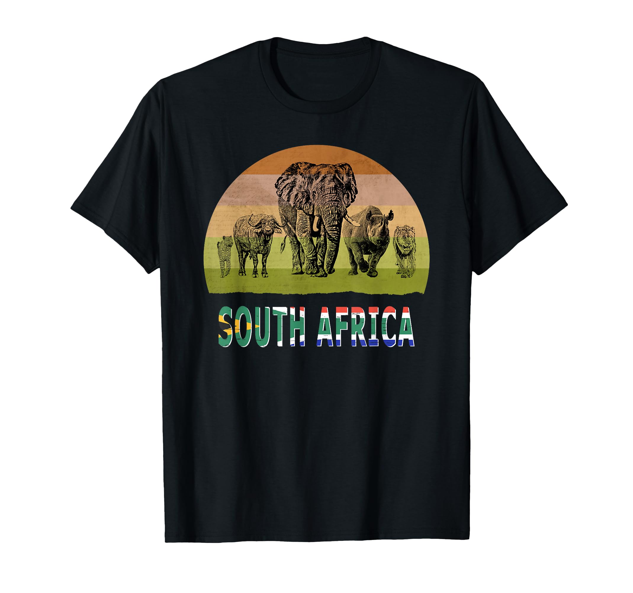 Photo 1 of "Big Five" Retro Sunset Design for South Africa Safari T-Shirt