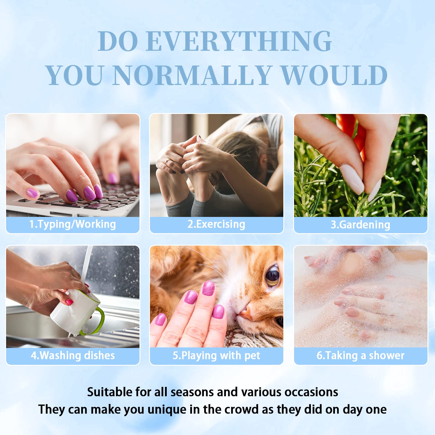 Blue Press on Nails Short Square Fake Nails Glue on Short Square Nails Press ons, Soft Gel Acrylic Glue on Stick on Nail for Women Thick Reusable Solid Color 24pcs, Royal Blue - Image 7