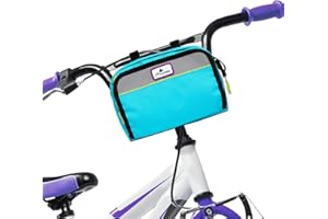 Po Campo Kids Bicycle Bag - Speedy Front Frame Bike Handlebar Bag Fabric Bike Basket Waterproof Front Mount Bike Bag for Boys Girls Bike or Scooter Handle Bars Converts to Crossbody Bag