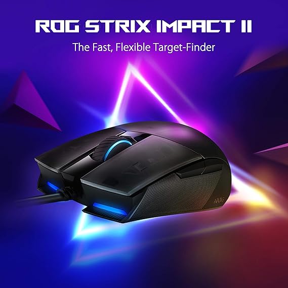 Amazon Com Asus Optical Gaming Mouse Strix Impact Ii 60 Dpi Sensor 2 Ips Ambidextrous Ergonomic Wired Mouse Aura Sync Rgb Configurated Replaceable Mice Switches Computers Accessories