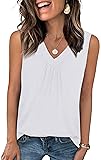 OFEEFAN Womens Summer Tops Sleeveless Shirts White