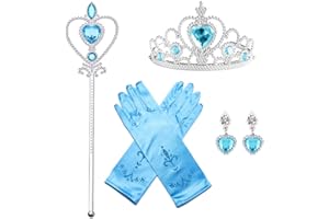 AHLPO 4Pcs Princess Dress Up Accessories, Elsa Dress Up Party Accessories Set for Princess Costume Elsa Crown Wand for Girls