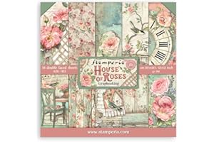 STAMPERIA INTERNATIONAL, KFT PAPER PAD 12X12 10PK HOUSE ROSE, 30.5 x 30.5 (12" x 12"), Multicoloured