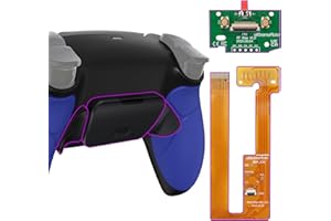 eXtremeRate Blue Rubberized Grip Programable Rise Remap Kit for PS5 Controller BDM-030 040 050, Upgrade Board & Redesigned Black Back Shell & Back Buttons for PS5 Controller - Controller NOT Included